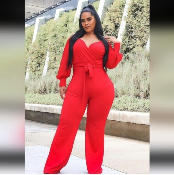 🍁🍂FASHION NOVA 3x  Falling For Your Charm Jumpsuit - Red - Picture 2 of 8